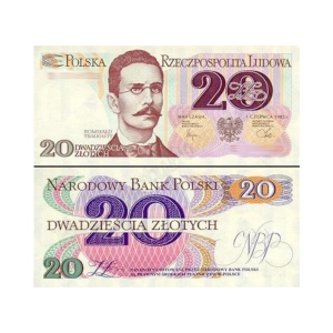 Banknot 20 zł 1982 rok. Stan Bankowy UNC.
