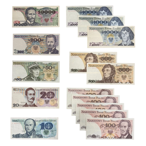 Zestaw banknotów z PRL - 15 sztuk Stan II [1]