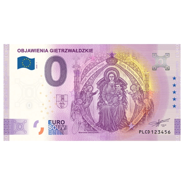2026 banknot 0 euro - Objawienia Gietrzwałdzkie
