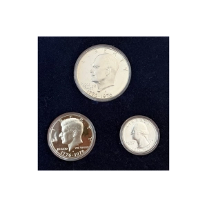 Zestaw 3 Srebrnych Monet PROOF 1776–1976 USA – 200-lecie Niepodległości 