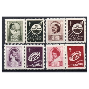 1948 Fi. 485 - 488 ** Walka z gruźlicą różne przywieszki