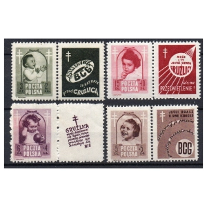 1948 Fi. 485 - 488 ** Walka z gruźlicą różne przwieszkami