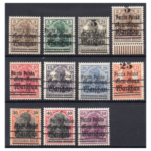 1918 Fi. 6 - 16 ** Poczta Polska na GGW - seria znaczków