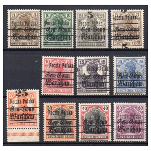 1918 Fi. 6 - 16 ** Poczta Polska na GGW - znaczki pocztowe