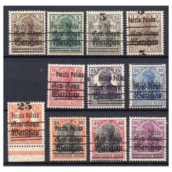 1918 Fi. 6 - 16 ** Poczta Polska na GGW - znaczki pocztowe