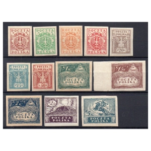 1919 Fi. 73 - 84 A **/* Wydanie koronowe cięte - seria znaczków