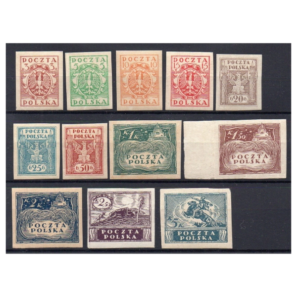 1919 Fi. 73 - 84 A **/* Wydanie koronowe cięte - seria znaczków