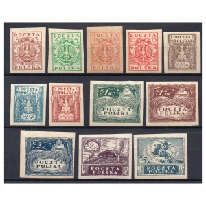 1919 Fi. 73 - 84 A ** Wydanie koronowe cięte - znaczki pocztowe