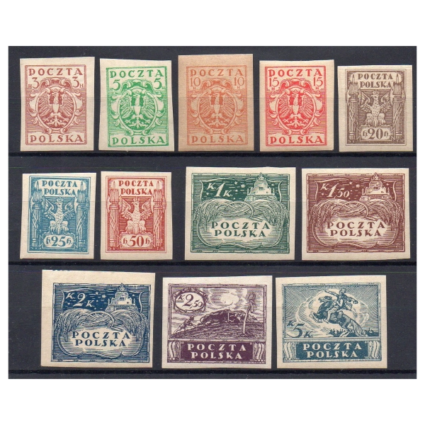 1919 Fi. 73 - 84 A ** Wydanie koronowe cięte - znaczki pocztowe