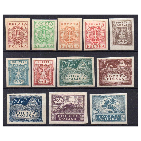 1919 Fi. 73 - 84 A ** Wydanie koronowe cięte - znaczki pocztowe