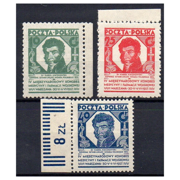 1927 Fi. 230 - 232 ** Kongres Medycyny Wojskowej - seria znaczków