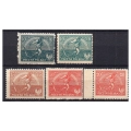 1921 Fi. 125 - 127 I-II ** Siewca pełna seria 5 znaczków
