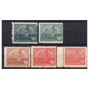 1921 Fi. 125 - 127 I-II ** Siewca pełna seria 5 znaczków