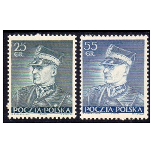 1937 Fi. 298II - 299 ** Edward Śmigły-Rydz - seria znaczków - linie krzyżujące