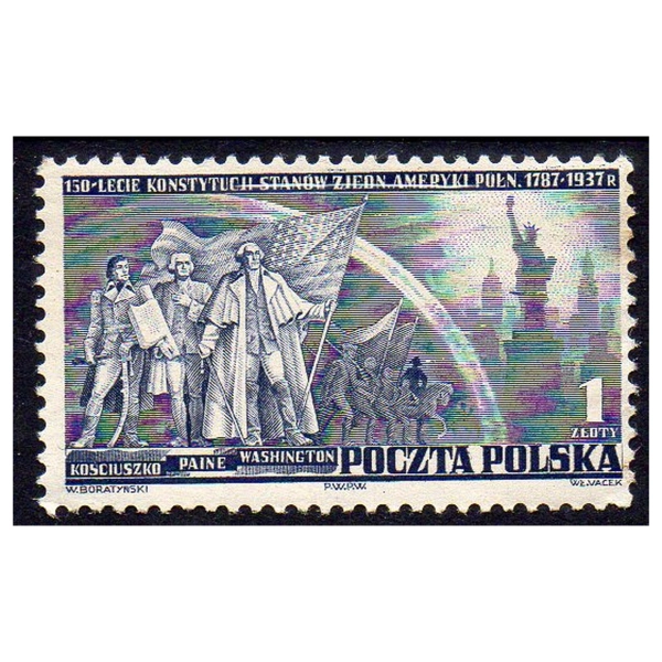 1938 Fi. 305 ** Konstytucja Stanów Zjednoczonych - znaczek pocztowy