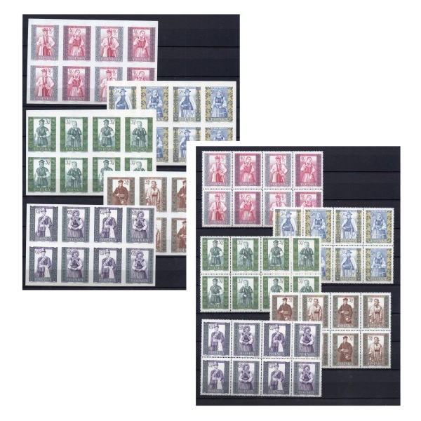 1960 Fi. 1012-1021 AB ** Polskie stroje ludowe II znaczki w czwórkach
