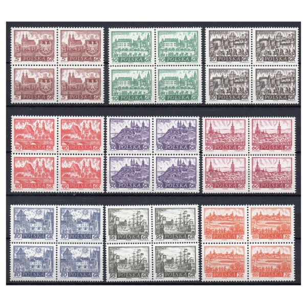 1960 Fi. 1044 - 1061 ** Historyczne miasta czwórki znaczki pocztowe