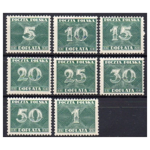 1938 Fi. D92 - 99 ** Znaczki dopłaty Ozdobne cyfry