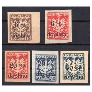 1921 Fi. D32-36 ** Znaczki dopłaty wydanie prowizoryczne