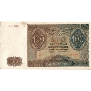 Banknot 100 zł 1941 seria A
