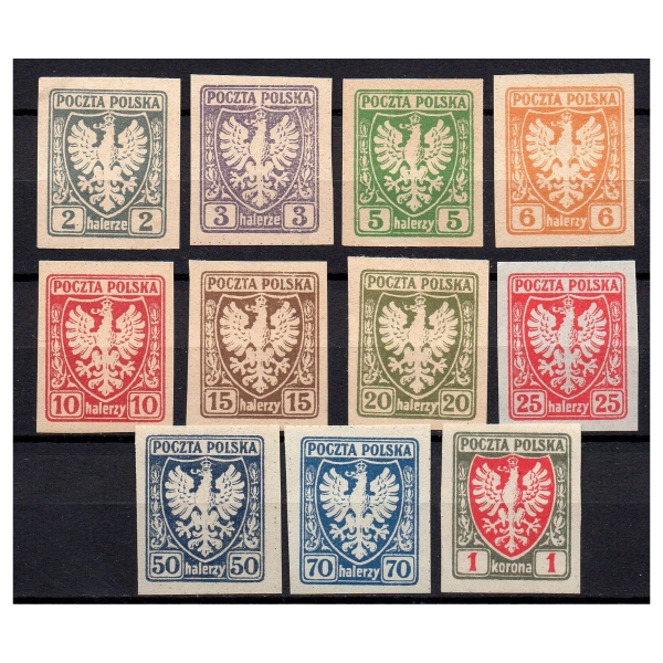 1918 Fi. 55 - 65 * Orzeł na tarczy PKL - seria znaczków