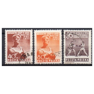 1953 Fi. 664 - 666 kasowane Mistrzostwa Europu w boksie - seria znaczków