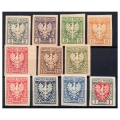 1918 Fi. 55 - 65 * Orzeł na tarczy PKL - seria znaczków