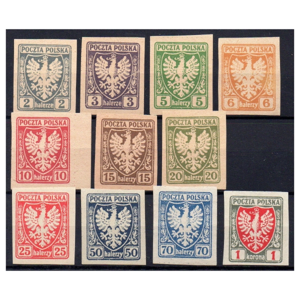 1918 Fi. 55 - 65 * Orzeł na tarczy PKL - seria znaczków