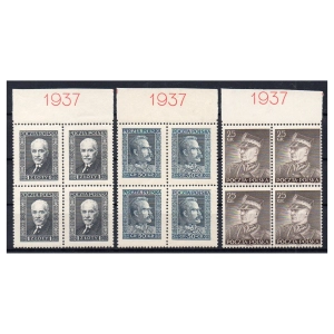 1937 Fi. 300-302 znaczki z bloków Wizyta Króla ** czwórki