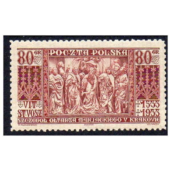 1933 Fi. 261 ** 400. rocznica śmierci Wita Stwosza - znaczek pocztowy