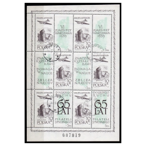 1959 Fi. 956 B1 kasowany 65 lecie polskiego ruchu filatelistycznego - arkusik B1