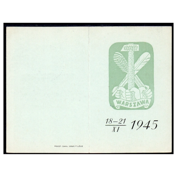 1945 Fi. 386 Kongres Związków Zawodowych - karnet