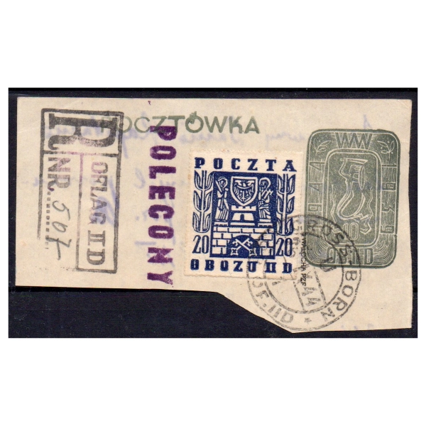 Gross-Born 1944 Fi. pocztówka 21 Warszawa walczy + znaczek Fi. 19