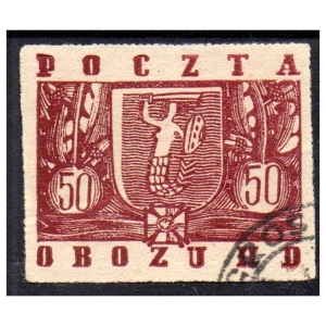 Gross-Born IID 1944 Fi. 21 kasowany Herby miast - znaczek obozowy gwarancja