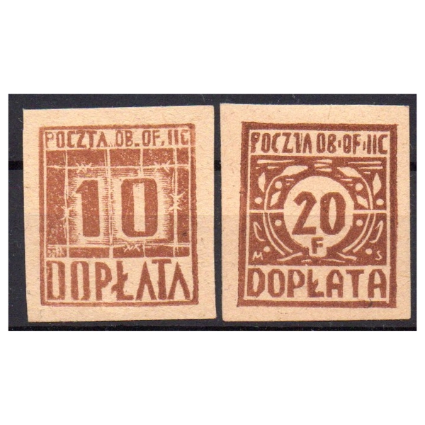 Woldenberg IIC 1942 Fi. D2 D4 (*) Cyfry - obozowe znaczki dopłaty