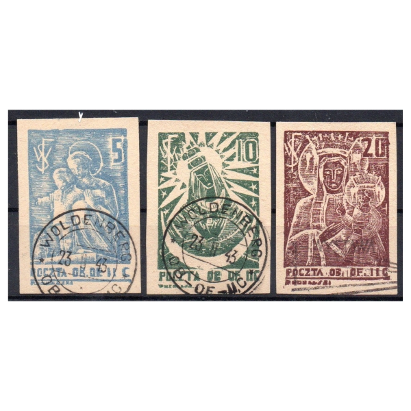 Woldenberg IIC 1942 Fi. 12-14y kasowane - Madonna - znaczki obozowe
