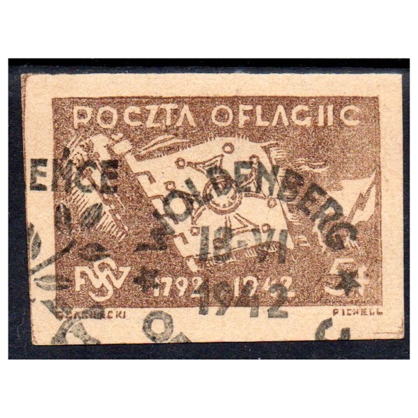 Woldenberg IIC 1942 Fi. 7ay kasowany - Virtuti Militari - znaczek obozowy