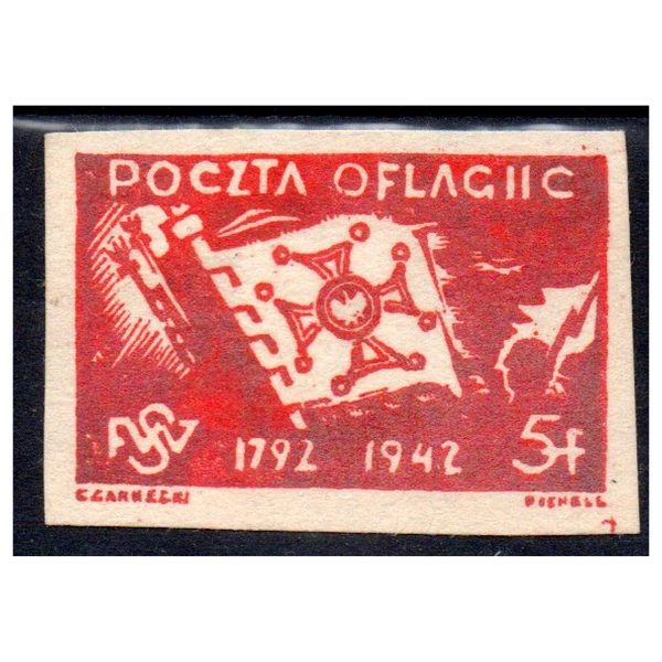 Woldenberg IIC 1942 Fi. 8x2 (*) Virtuti Militari - znaczek obozowy