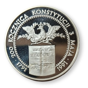 200000 złotych 1991 Rocznica Konstytucji 3 Maja srebrna moneta kolekcjonerska