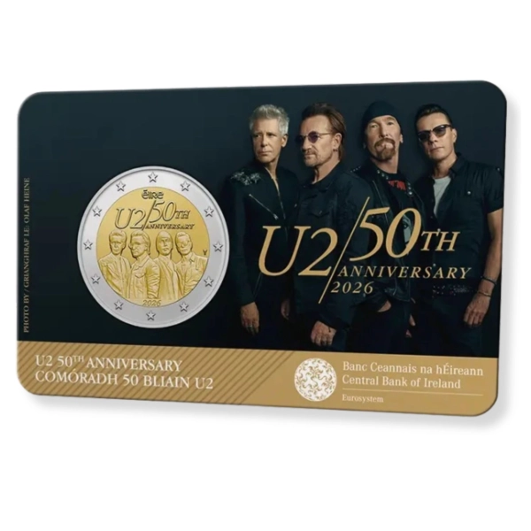 2 Euro 2026 Irlandia - Zespół U2 - moneta w coincard