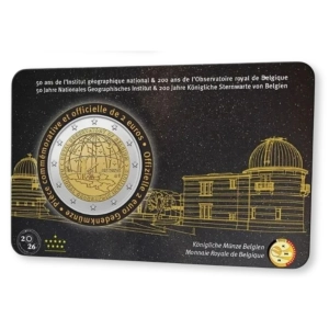 2 Euro 2026 Belgia Instytut Geograficzny moneta w coincard wersja FR