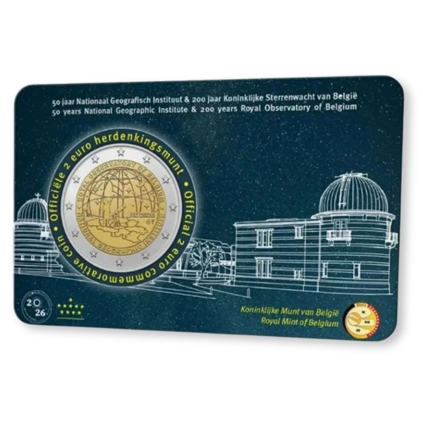 2 Euro 2026 Belgia Instytut Geograficzny moneta w coincard wersja FL
