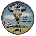 USA 25 cent 2007 D Montana kolorowana