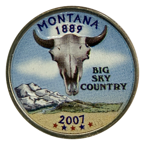 USA 25 cent 2007 D Montana kolorowana