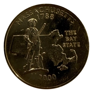 USA 25 cent 2000 P Massachusetts złocona