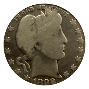 USA 25 cent 1898 Barber srebro