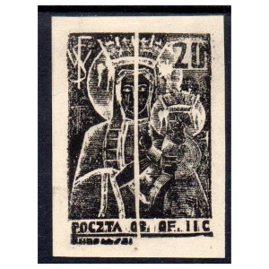 Woldenberg IIC 1942 Fi. 14 **  Madonna - znaczek z unieważnionej kliszy