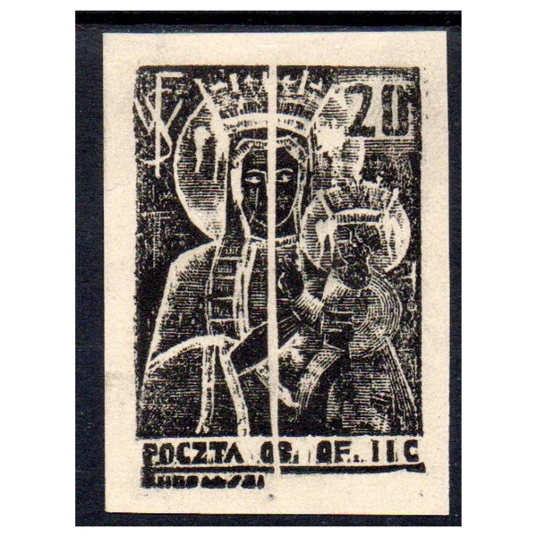 Woldenberg IIC 1942 Fi. 14 **  Madonna - znaczek z unieważnionej kliszy