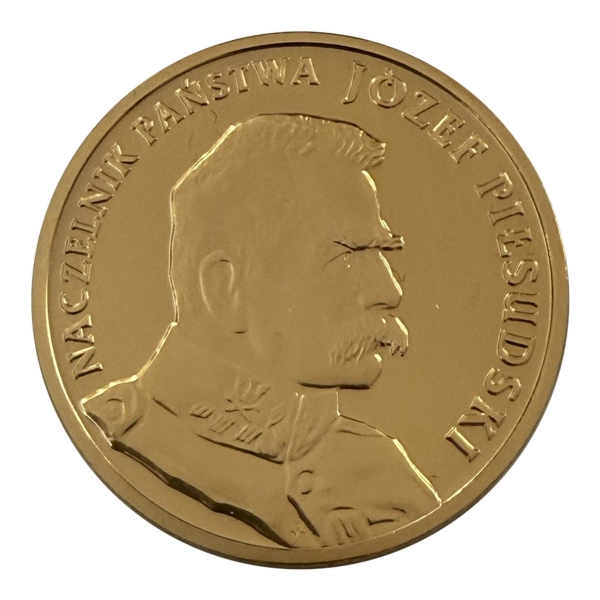 Medal 100. rocznica Odzyskania Niepodległości Piłsudski platerowany 24K