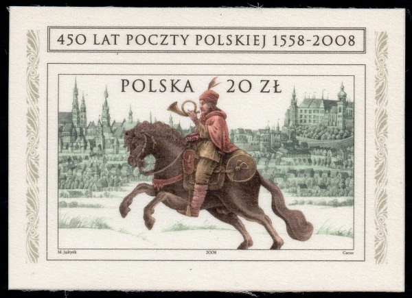 2008 Fi. blok 213 ** 450 lat Poczty Polskiej wełna